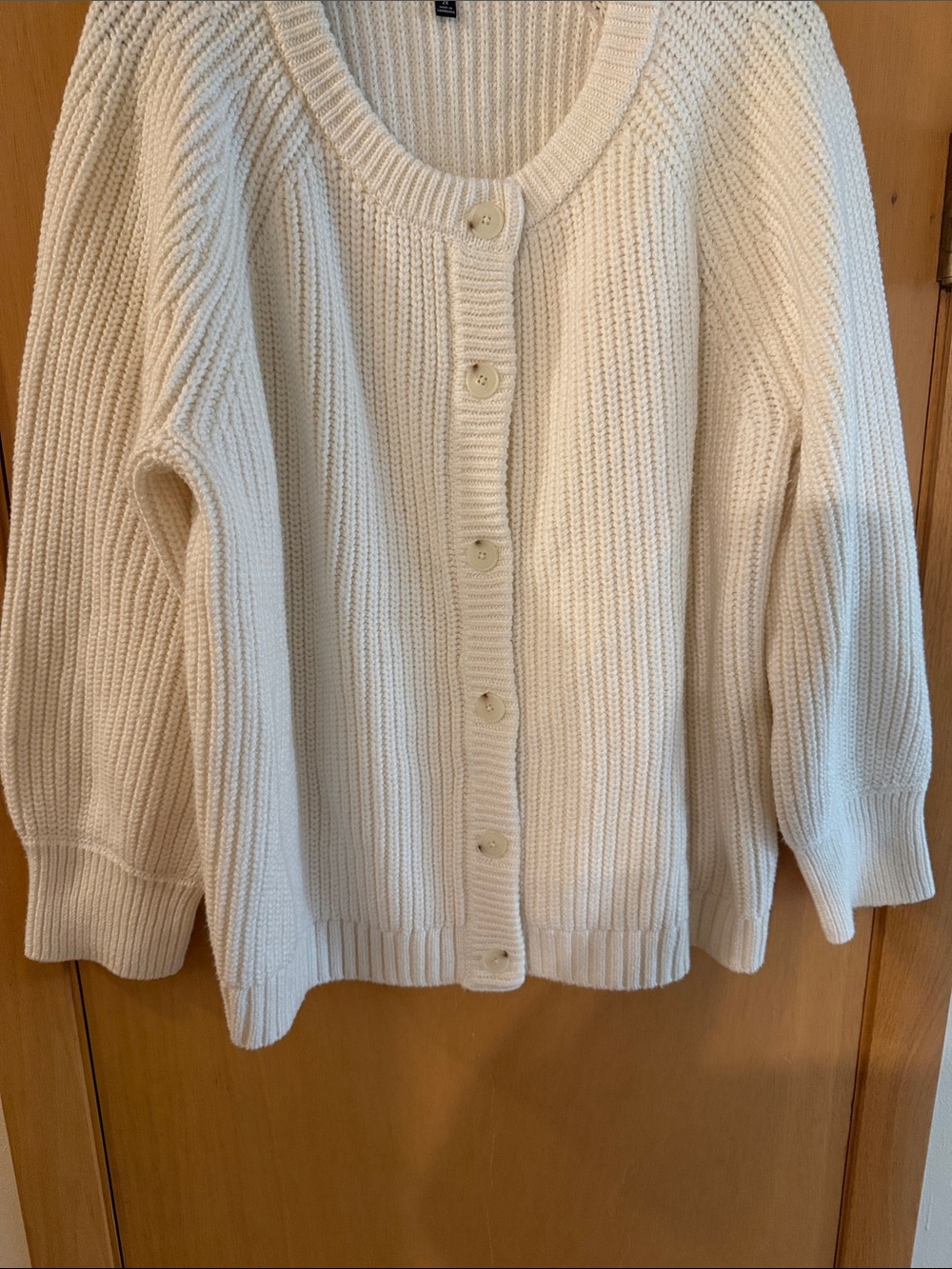Talbots Women’s Shaker Ribbed Button-Front Cardigan Sweater Cream Size 2X - Picture 4 of 7